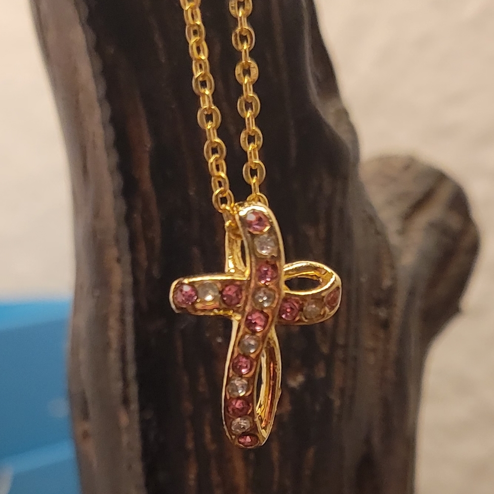 October Birthstone Cross Necklace